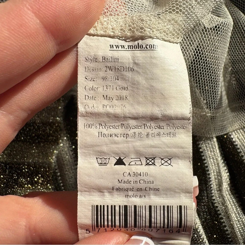 Molo Bailini Gold Pleated‎ Lurex Shimmery Elastic Waist Skirt 98-104 Christmas